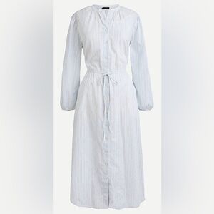 J. Crew Tie-waist cotton voile midi dress in deck stripe - Size 10